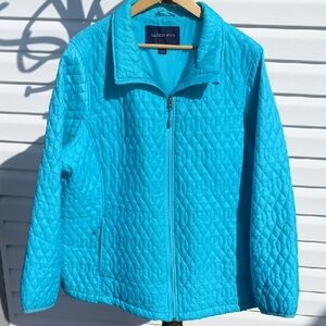Lands' End Quilted Light Weight Aqua Colored Jacket With Zip Pockets Size 2x